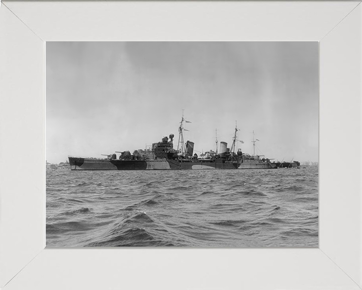 HMS Phoebe (43) Photo Print - At Sea 1950 - Royal Navy Dido Class Cruiser Posters, Prints, & Visual Artwork Hampshire Prints 10 x 8 White Frame No