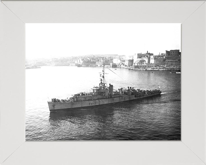 HMS Halladale (K417) Photo Print - Valletta 1946 - Royal Navy River Class Frigate Posters, Prints, & Visual Artwork Hampshire Prints 10 x 8 White Frame No