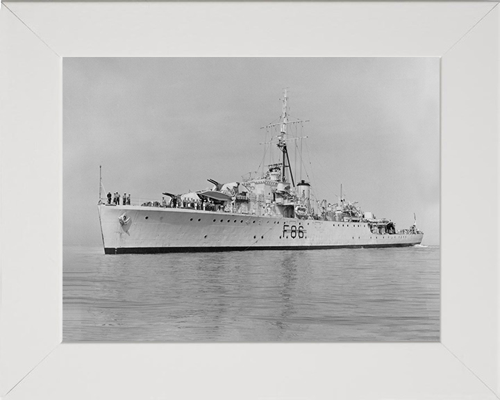 HMS Pelican (F86) Photo Print - At Sea 1954 - Royal Navy Egret Class Sloop Posters, Prints, & Visual Artwork Hampshire Prints 10 x 8 White Frame No
