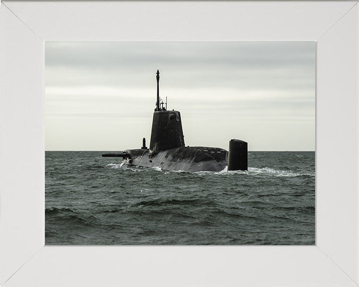 HMS Anson (S123) Photo Print - Port Quarter - Royal Navy Astute Class Submarine Hampshire Prints 10 x 8 White Frame No