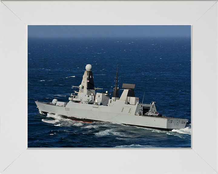 HMS Daring (D32) Royal Navy Type 45 Destroyer Underway Port Side View Photo Print Wall Art Decor Posters, Prints, & Visual Artwork Hampshire Prints 10 x 8 White Frame No