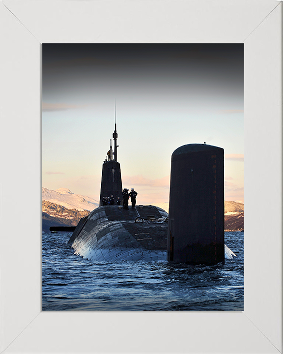 HMS Vanguard (S28) Photo Print - On the Clyde 2010 - Royal Navy Vanguard Class Submarine Hampshire Prints 10 x 8 White Frame No