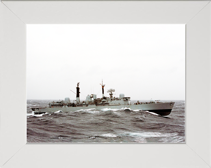 HMS Birmingham (D86) Royal Navy Type 42 Destroyer In Heavy Seas Photo Print Wall Art Decor Posters, Prints, & Visual Artwork Hampshire Prints 10 x 8 White Frame No