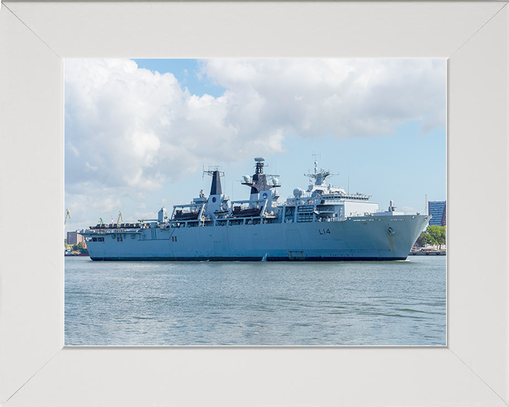 HMS Albion (L14) Royal Navy Albion Class Amphibious Ship Low Starboard View Photo Print Wall Art Naval Decor Posters, Prints, & Visual Artwork Hampshire Prints 10 x 8 White Frame No