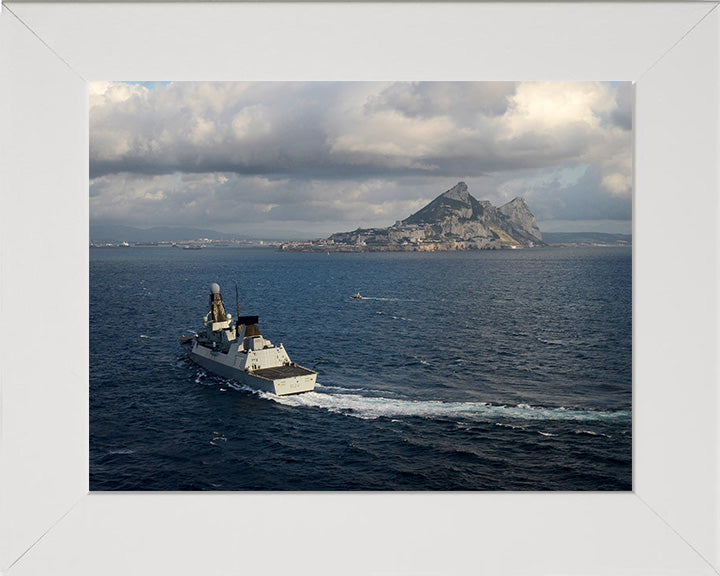 HMS Daring (D32) Photo Print - Off Gibraltar Feb 2014 - Royal Navy Type 45 Destroyer Posters, Prints, & Visual Artwork Hampshire Prints 10 x 8 White Frame No