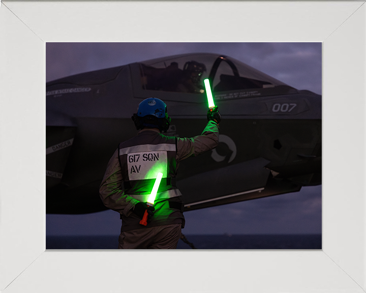 F-35B Lighting Night time Flight 2025 Photo Print - Royal Navy Aircraft Hampshire Prints 10 x 8 White Frame No