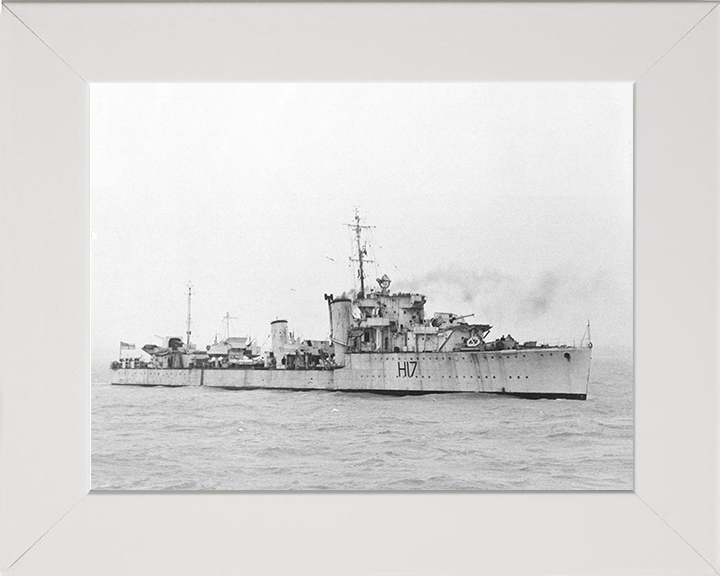 HMS Escapade (H17) - At Sea 1944 - Royal Navy E Class Destroyer Photo Print Wall Art Naval Decor UK Posters, Prints, & Visual Artwork Hampshire Prints 10 x 8 White Frame No