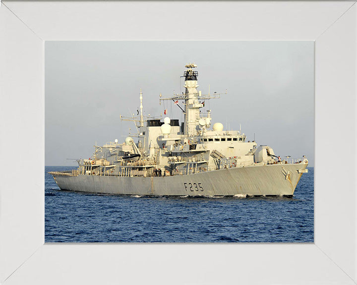 HMS Monmouth (F235) Photo Print - Starboard View - Royal Navy Type 23 Frigate Hampshire Prints 10 x 8 White Frame No