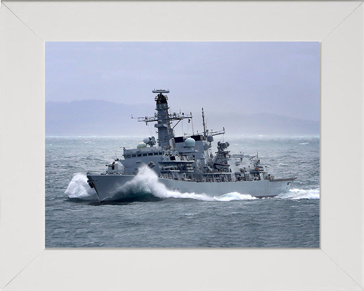 HMS Portland (F79) Photo Print - Breaking Waves - Royal Navy Type 23 Frigate Hampshire Prints 10 x 8 White Frame No