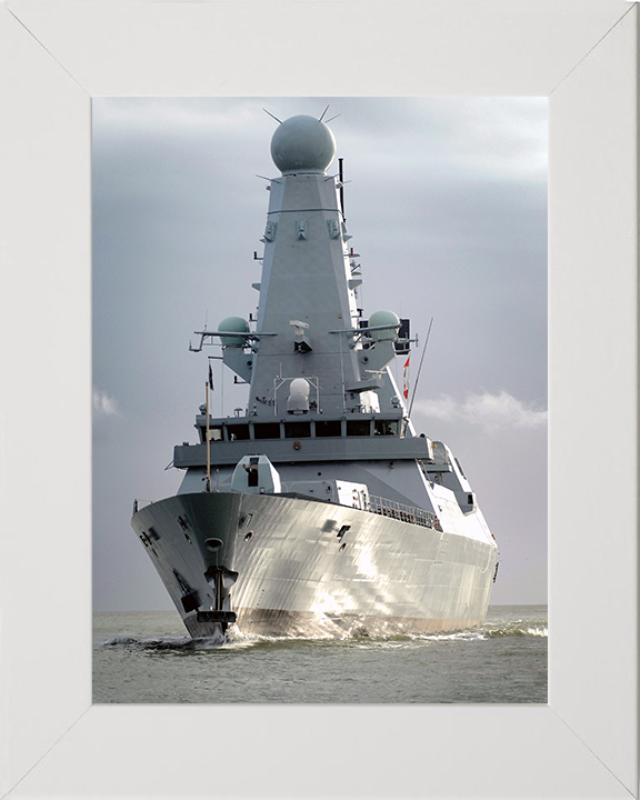 HMS Dauntless (D33) Photo Print - Off Portsmouth 2009 - Royal Navy Type 45 Destroyer Hampshire Prints 10 x 8 White Frame No