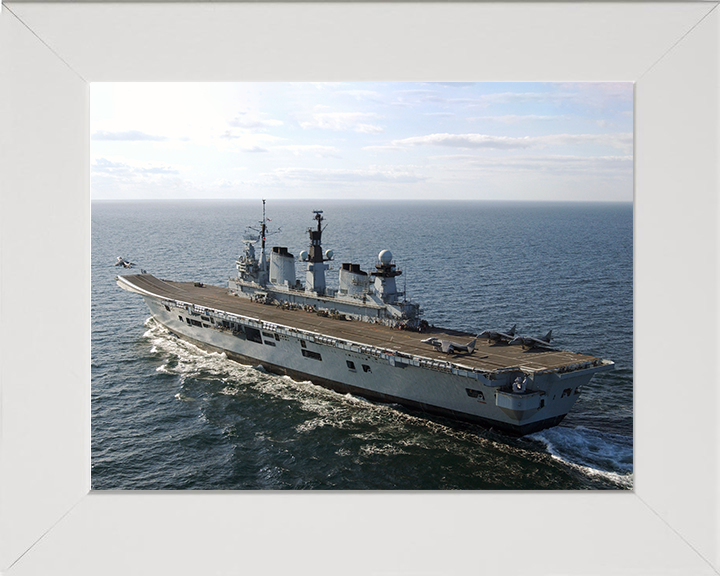 HMS Illustrious (R06) Photo Print - At Sea 2009 - Royal Navy Invincible Class Aircraft Carrier Hampshire Prints 10 x 8 White Frame No