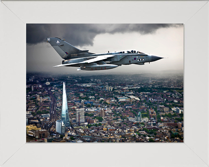 RAF Tornado GR4 Over London Photo Print - Royal Air Force Aircraft Hampshire Prints 10 x 8 White Frame No