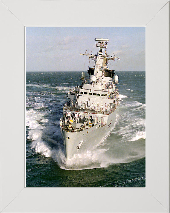 HMS Broadsword (F88) Royal Navy Type 22 Frigate Bow View at Sea Photo Print Wall Art Decor Posters, Prints, & Visual Artwork Hampshire Prints 10 x 8 White Frame No