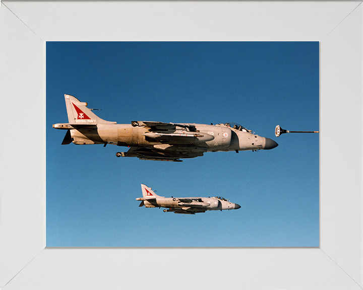 Harrier FA2 Jet Air to Air Refuelling Photo Print - Royal Navy Aircraft Posters, Prints, & Visual Artwork Hampshire Prints 10 x 8 White Frame No