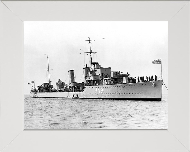 HMS Crescent (H48) Photo Print - At Anchor - Royal Navy C Class Destroyer Posters, Prints, & Visual Artwork Hampshire Prints 10 x 8 White Frame No