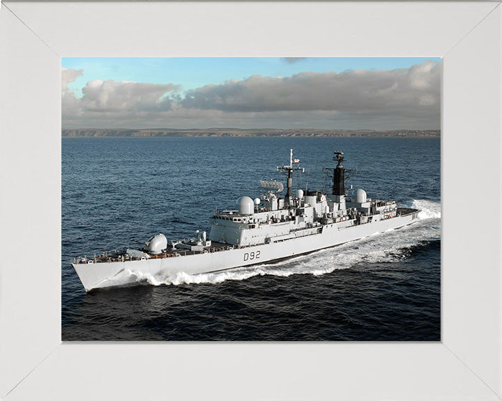HMS Liverpool (D92) Photo Print - At Speed - Royal Navy Type 42 Destroyer Hampshire Prints 10 x 8 White Frame No
