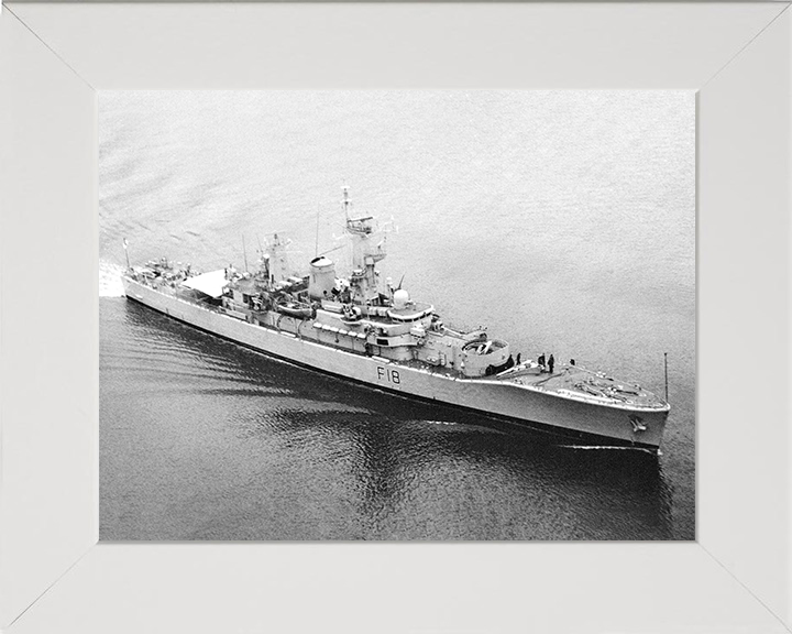 HMS Galatea (F18) Photo Print - Entering Harbour 1985 - Royal Navy Leander Class Frigate Hampshire Prints 10 x 8 White Frame No