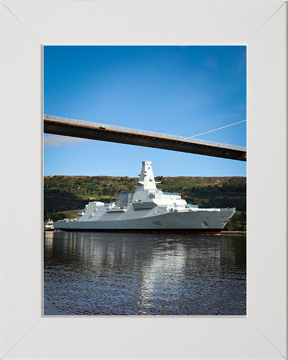 HMS Cardiff (F89) Royal Navy Type 26 Frigate Under Tow Photo Print Wall Art Decor Posters, Prints, & Visual Artwork Hampshire Prints 10 x 8 White Frame No