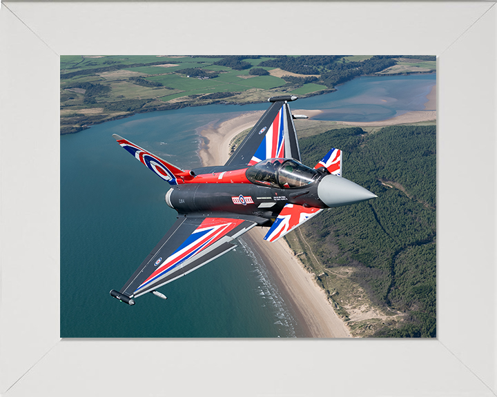 RAF Typhoon Union Jack livery Photo Print - Royal Air Force Aircraft Hampshire Prints 10 x 8 White Frame No