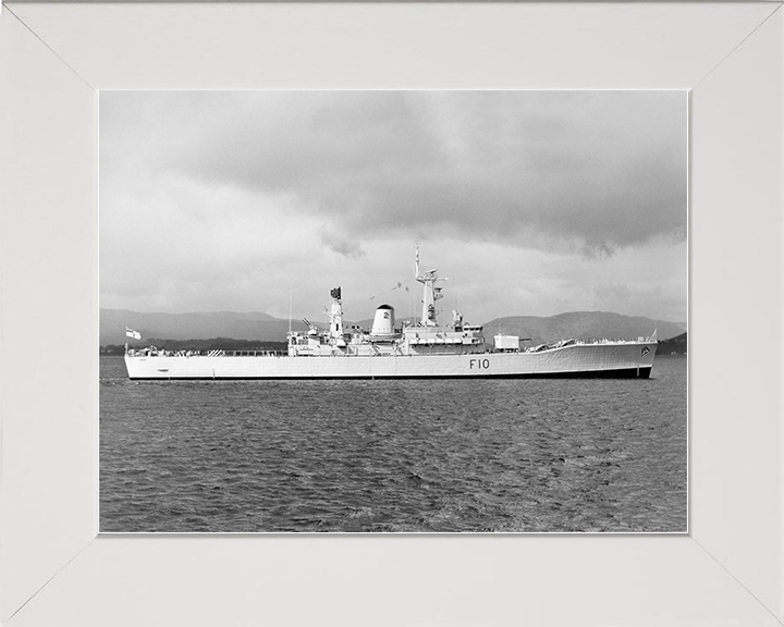 HMS Aurora (F10) Royal Navy Leander Class Frigate Starboard Beam View Photo Print Wall Art Decor Posters, Prints, & Visual Artwork Hampshire Prints 10 x 8 White Frame No