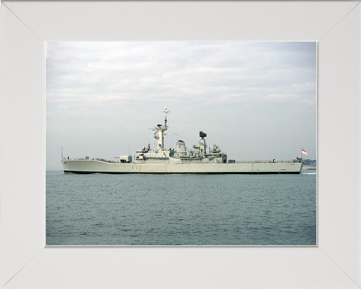 HMS Ariadne (F72) Royal Navy Leander Class Frigate Port Beam View In Colour Photo Print Wall Art Decor Posters, Prints, & Visual Artwork Hampshire Prints 10 x 8 White Frame No