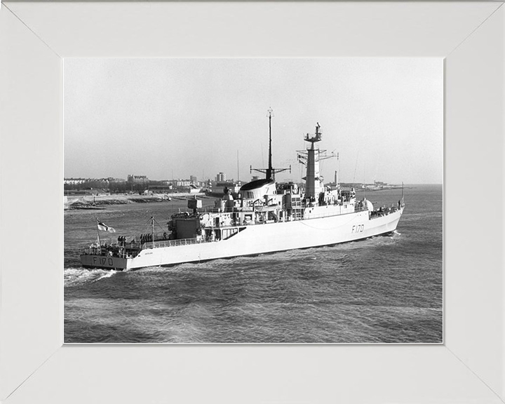 HMS Antelope (F170) Royal Navy Type 21 Frigate Starboard Quarter View Photo Print Wall Art Decor Posters, Prints, & Visual Artwork Hampshire Prints 10 x 8 White Frame No