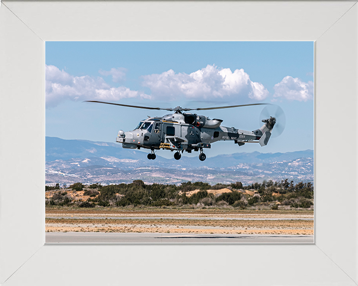 Royal Navy Wildcat helicopter at RAF Akrotiri Photo Print Wall Art Naval Aircraft Decor Posters, Prints, & Visual Artwork Hampshire Prints 10 x 8 White Frame No