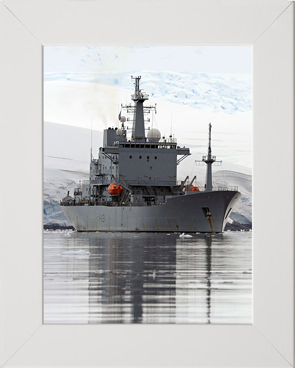 HMS Scott (H131) Photo Print - Starboard Reflections - Royal Navy Ocean Survey Vessel Hampshire Prints 10 x 8 White Frame No