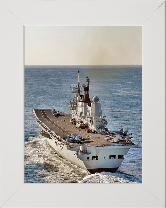 HMS Ark Royal (R07) Photo Print - Stern View 2010 - Royal Navy Invincible Class Aircraft Carrier Hampshire Prints 10 x 8 White Frame No