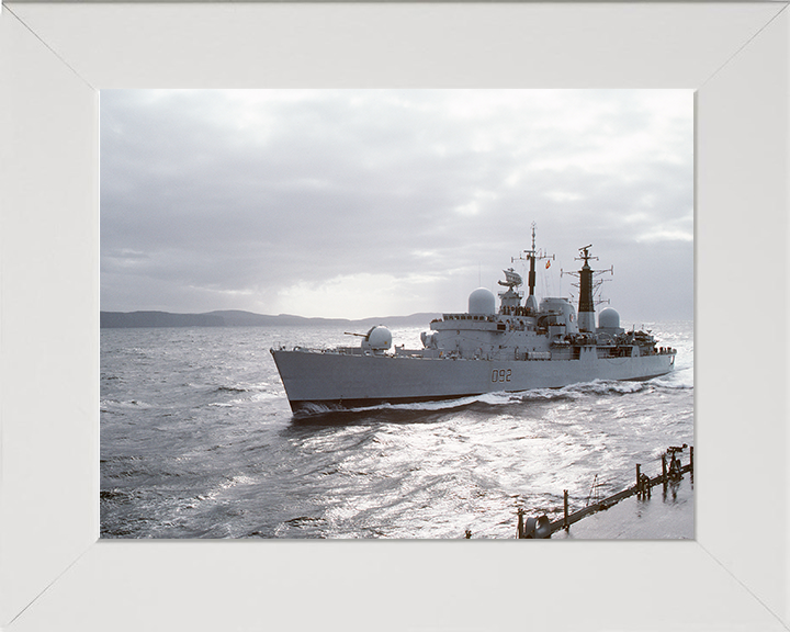 HMS Liverpool (D92) Photo Print - At Sea 1986 - Royal Navy Type 42 Destroyer Hampshire Prints 10 x 8 White Frame No