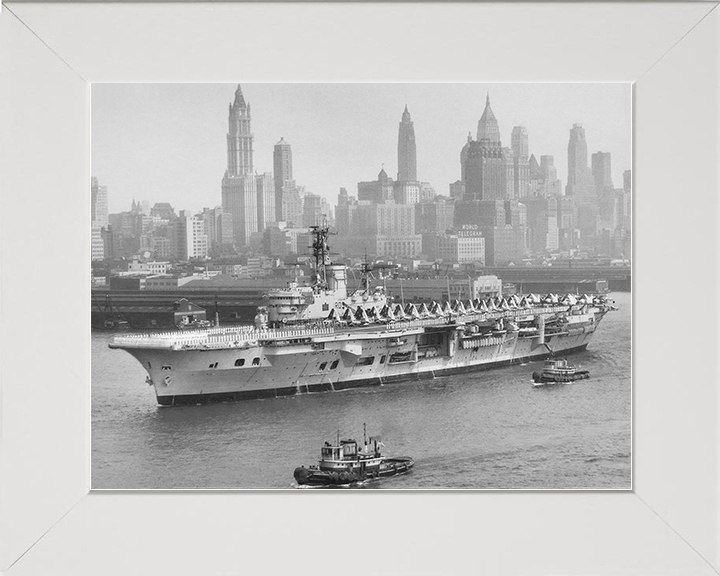 HMS Ark Royal (R09) Royal Navy Audacious Class Aircraft Carrier Entering Harbour Photo Print Wall Art Decor Posters, Prints, & Visual Artwork Hampshire Prints 10 x 8 White Frame No