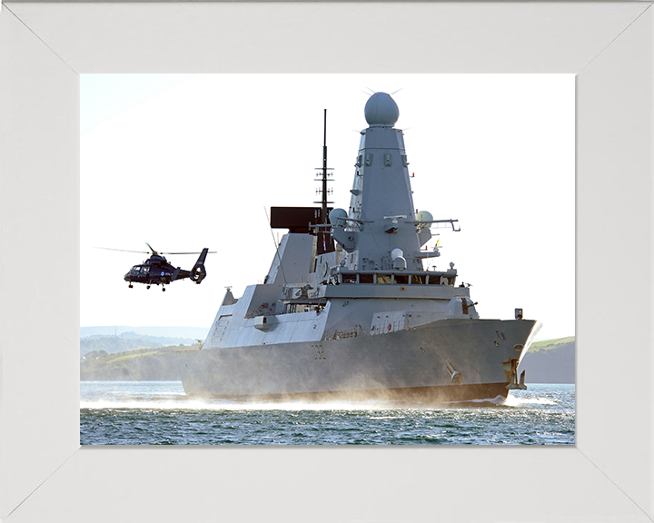 HMS Daring (D32) Photo Print - Off Plymouth 2010 - Royal Navy Type 45 Destroyer Posters, Prints, & Visual Artwork Hampshire Prints 10 x 8 White Frame No