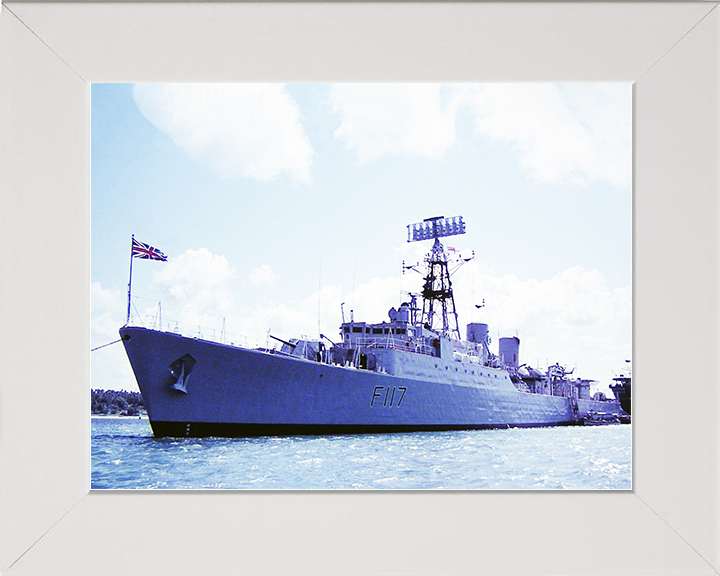 HMS Ashanti (F117) Royal Navy Tribal Class Frigate At A Buoy Photo Print Wall Art Decor Posters, Prints, & Visual Artwork Hampshire Prints 10 x 8 White Frame No