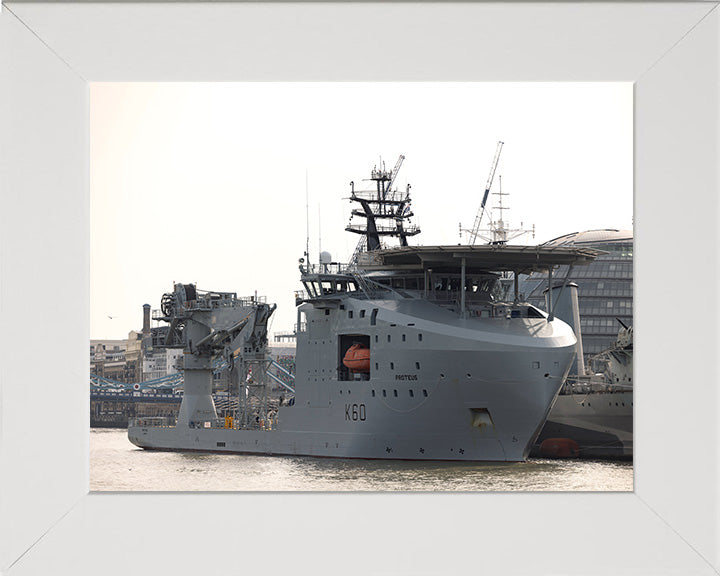 RFA Proteus (K60) Photo Print - London - Royal Fleet Auxiliary Ocean Surveillance Ship Hampshire Prints 10 x 8 White Frame No