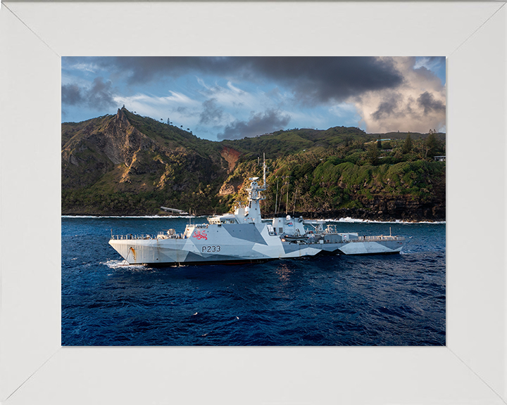 HMS Tamar (P233) Photo Print - South Pacific - Royal Navy River Class Patrol Vessel Hampshire Prints 10 x 8 White Frame No