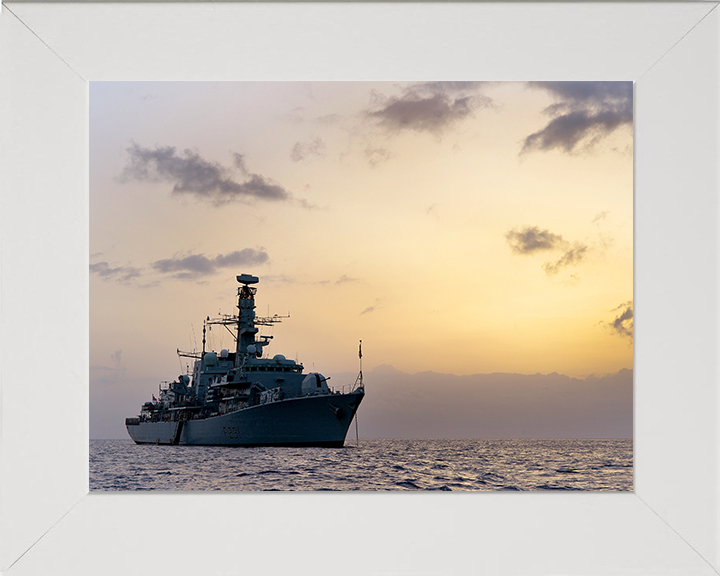 HMS Argyll (F231) Royal Navy Type 23 Frigate Anchored off Montserrat 2014 Photo Print Wall Art Decor Posters, Prints, & Visual Artwork Hampshire Prints 10 x 8 White Frame No