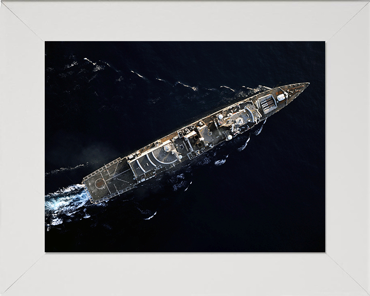 HMS Northumberland (F238) Photo Print - From Above 2008 - Royal Navy Type 23 Frigate Hampshire Prints 10 x 8 White Frame No