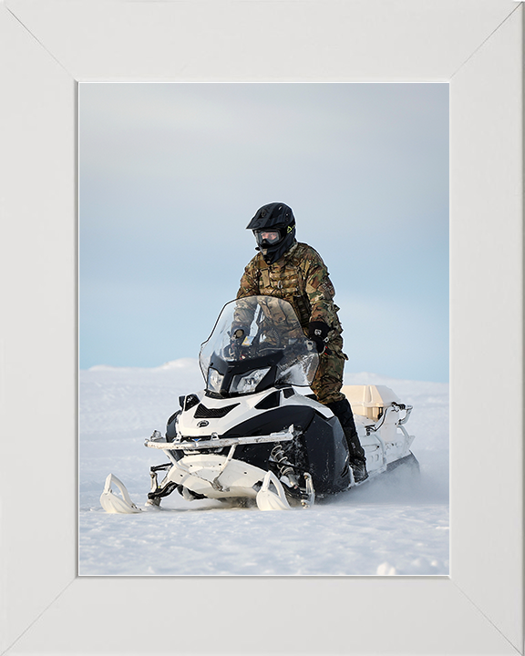Royal Marine Commando Drives an Oversnow Reconnaissance Vehicle Photo Print in Norway Marines Wall Art Military Decor Posters, Prints, & Visual Artwork Hampshire Prints 10 x 8 White Frame No