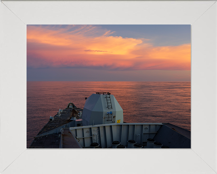 HMS Richmond (F239) Photo Print - At sunset 2025 - Royal Navy Type 23 Frigate Hampshire Prints 10 x 8 White Frame No