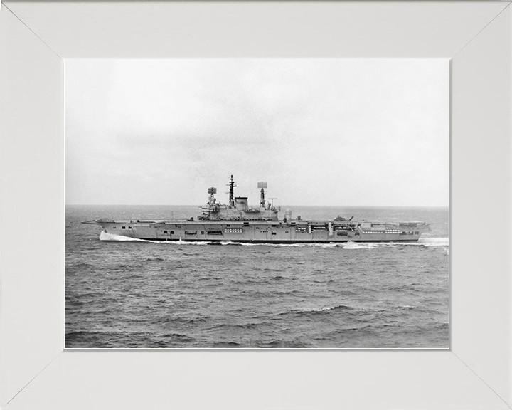 HMS Ark Royal (R09) Royal Navy Audacious Class Aircraft Carrier Port Beam View Photo Print Wall Art Decor Posters, Prints, & Visual Artwork Hampshire Prints 10 x 8 White Frame No