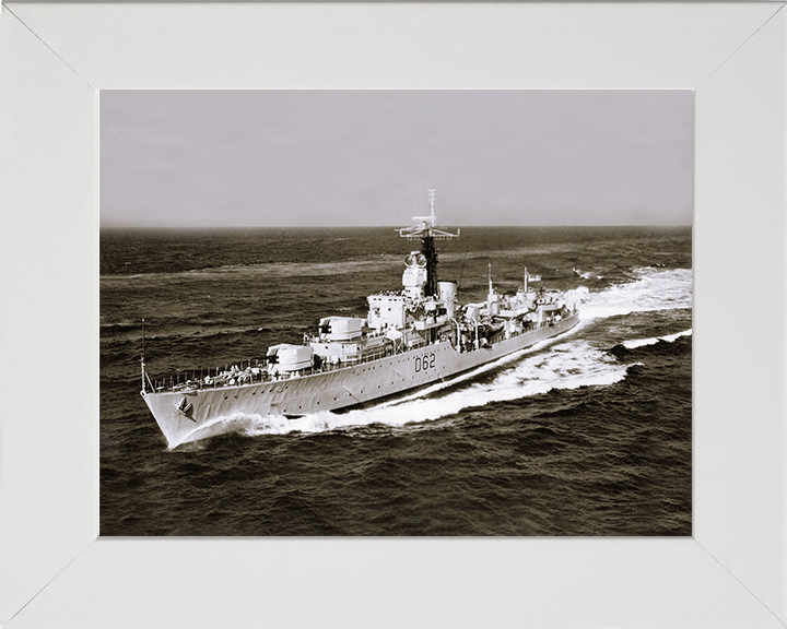 HMS Jutland (D62) Photo Print - At Sea 1961 - Royal Navy Battle Class Destroyer Posters, Prints, & Visual Artwork Hampshire Prints 10 x 8 White Frame No