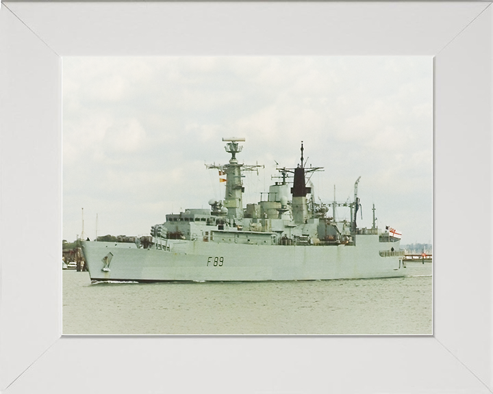 HMS Battleaxe (F89) Royal Navy Type 22 Frigate Departing Portsmouth Photo Print Wall Art Decor Posters, Prints, & Visual Artwork Hampshire Prints 10 x 8 White Frame No