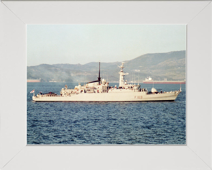 HMS Amazon (F169) Royal Navy Type 21 Frigate Starboard Beam View Photo Print Wall Art Decor Posters, Prints, & Visual Artwork Hampshire Prints 10 x 8 White Frame No