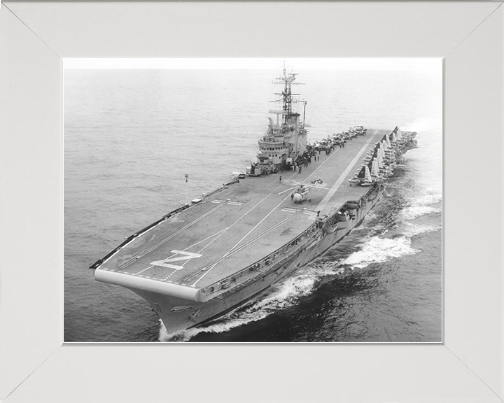 HMS Albion (R07) Royal Navy Centaur Class Carrier Underway Photo Print Wall Art Naval Decor Posters, Prints, & Visual Artwork Hampshire Prints 10 x 8 White Frame No