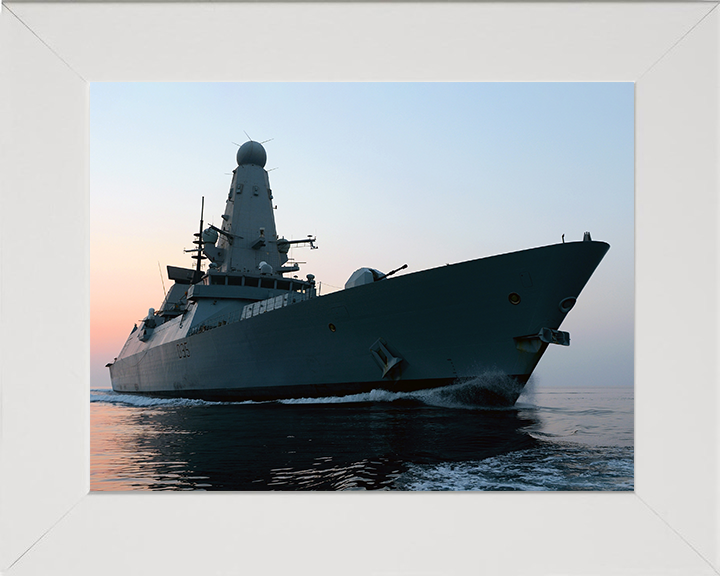 HMS Dragon (D35) Photo Print - Operation Kipion 2013 - Royal Navy Type 45 Destroyer Hampshire Prints 10 x 8 White Frame No