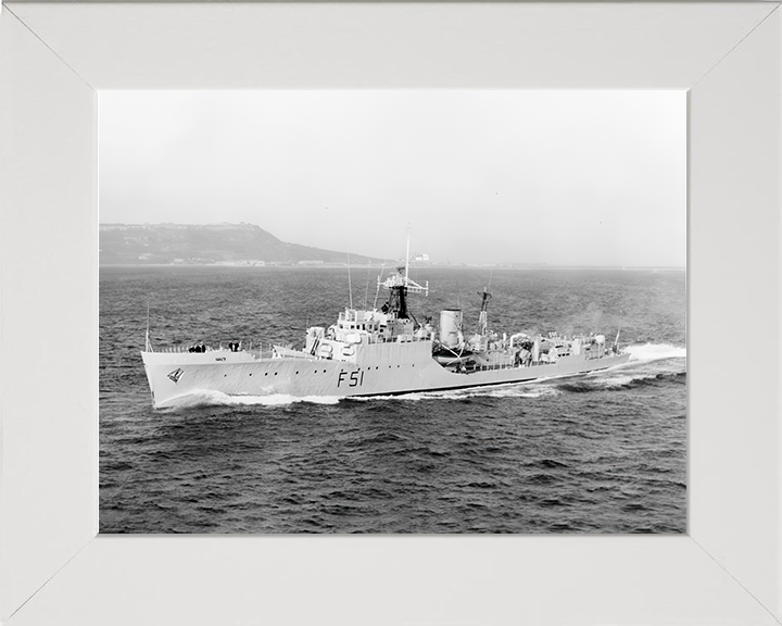 HMS Grafton (F51) Photo Print - Underway - Royal Navy Blackwood Class Frigate Hampshire Prints 10 x 8 White Frame No