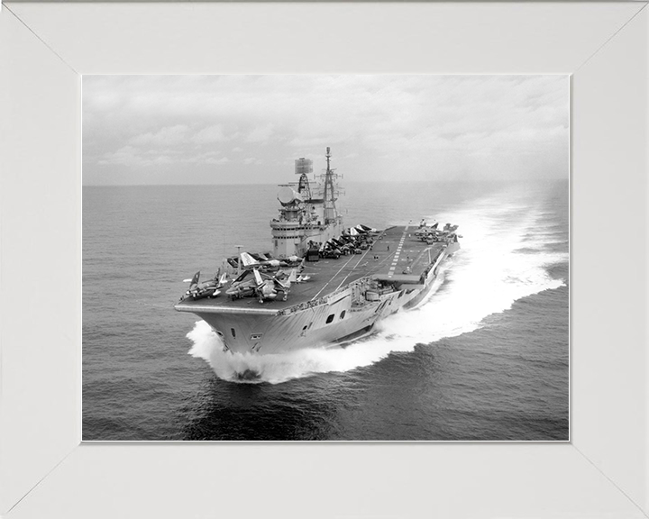 HMS Eagle (R05) Royal Navy Audacious Class Aircraft Carrier At Speed Photo Print Wall Art Decor Posters, Prints, & Visual Artwork Hampshire Prints 10 x 8 White Frame No