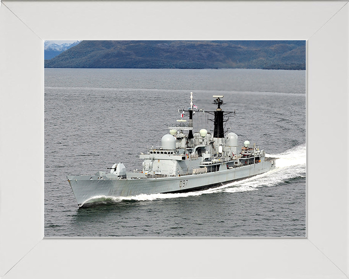 HMS Edinburgh (D97) Royal Navy Type 42 Destroyer Port Bow View Photo Print Wall Art Decor Posters, Prints, & Visual Artwork Hampshire Prints 10 x 8 White Frame No