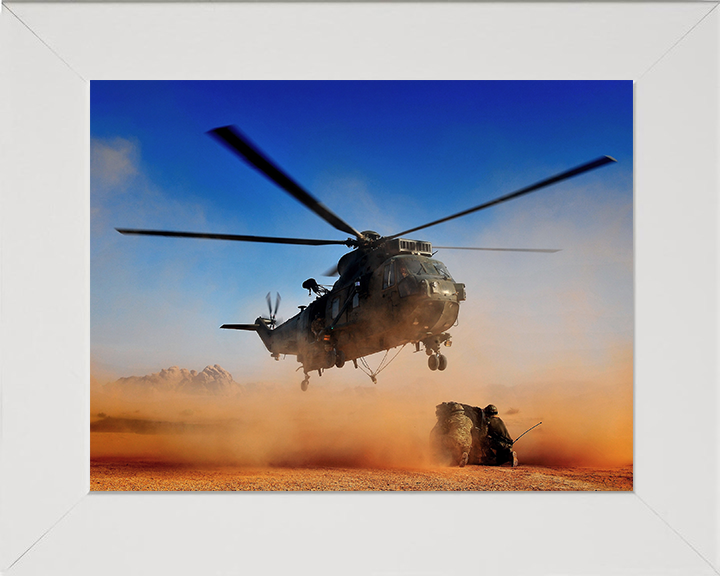 Sea King Helicopter Load Lifting in Jordan 2013 Photo Print - Royal Navy Aircraft Posters, Prints, & Visual Artwork Hampshire Prints 10 x 8 White Frame No