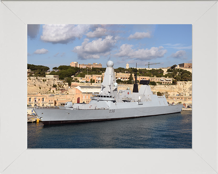 HMS Defender (D36) Photo Print - Valletta 2014 - Royal Navy Type 45 Destroyer Posters, Prints, & Visual Artwork Hampshire Prints 10 x 8 White Frame No
